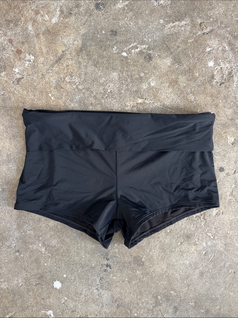 La Vie En Rose Black Fold Over Waist Bathing Suit Shorts